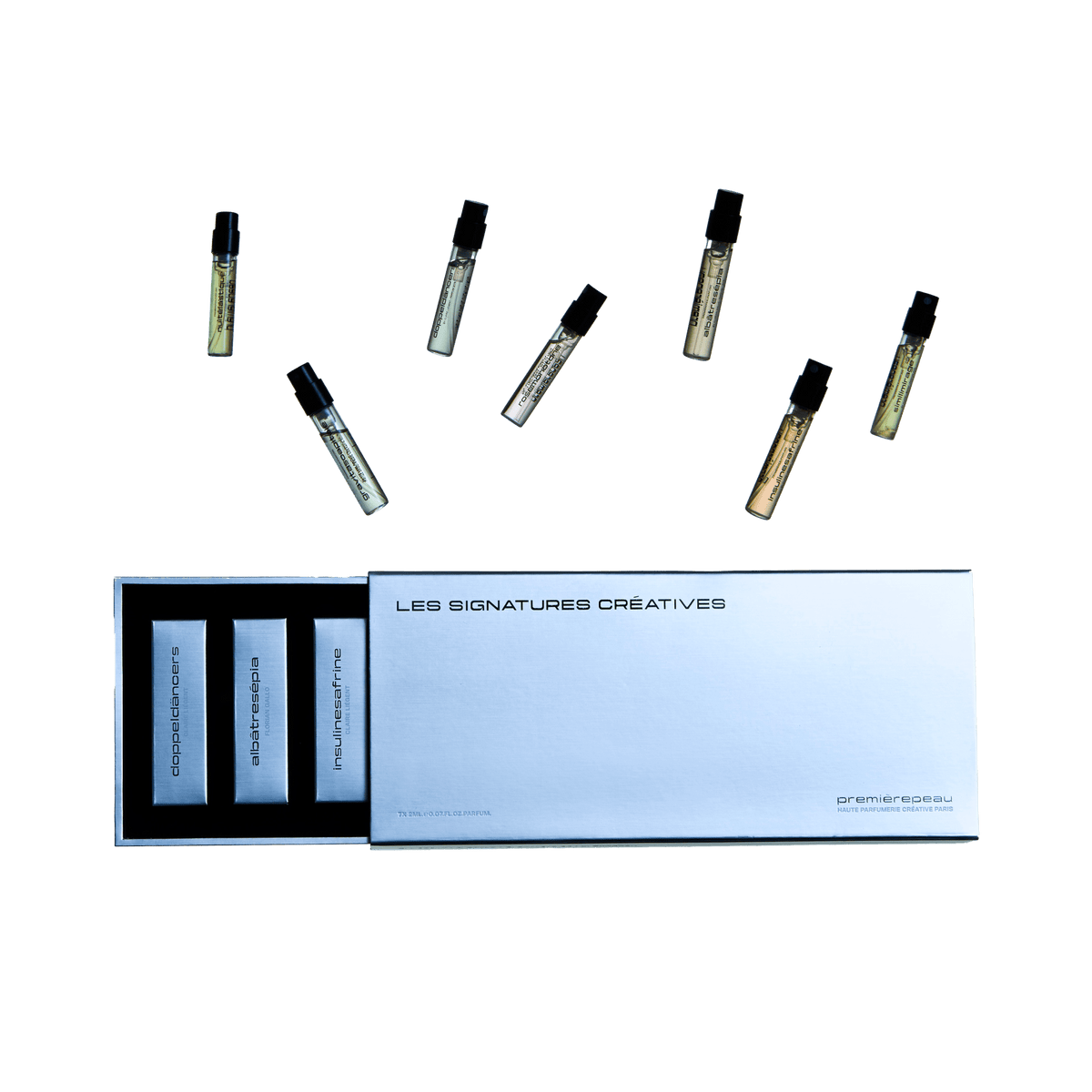 Première Peau Discovery Set — seven 2ml extrait de parfum vials, four independent perfumers